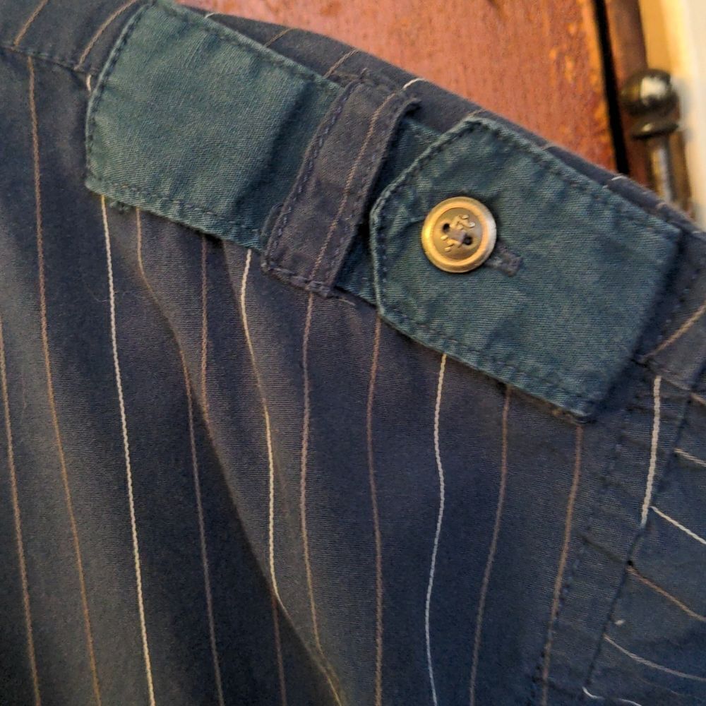 2/$20 Indigo Star Pin-Stripe Navy Blue Military Style Shirt Pearl Buttons Sz XL - Picture 10 of 12